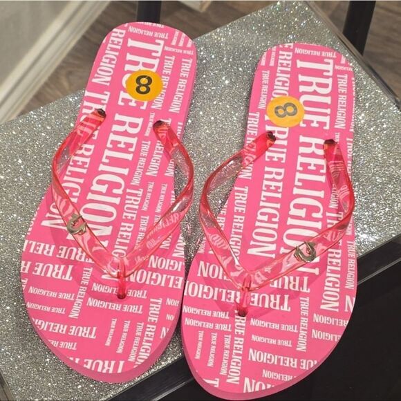 True Religion | Shoes | True Religion Logo Jelly Flip Flop Sandal Pink ...